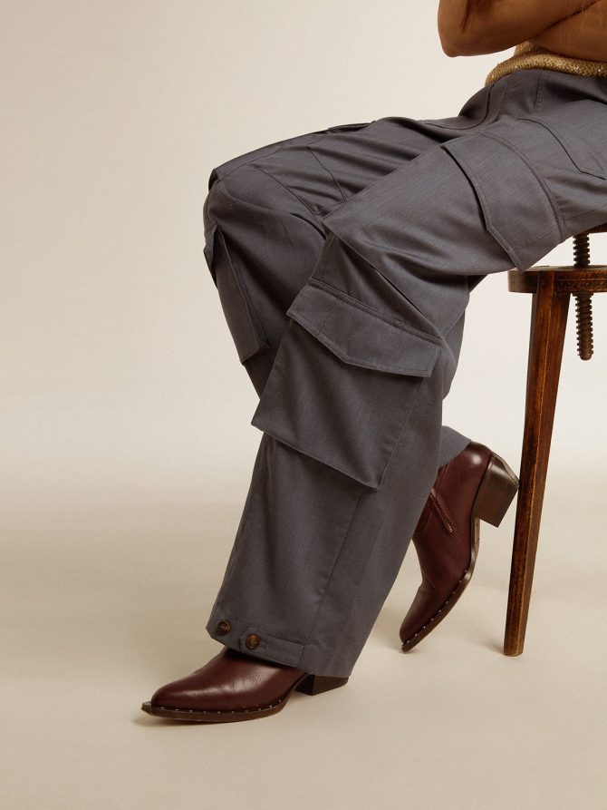 Womens’s low Debbie boots in burgundy leather - Image 3