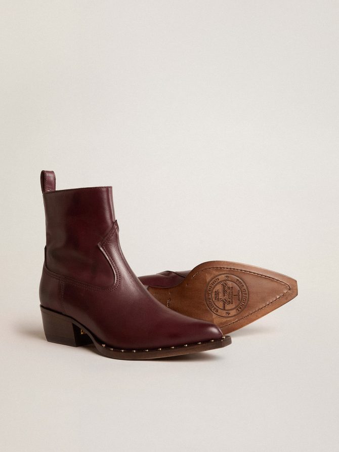 Womens’s low Debbie boots in burgundy leather - Image 4