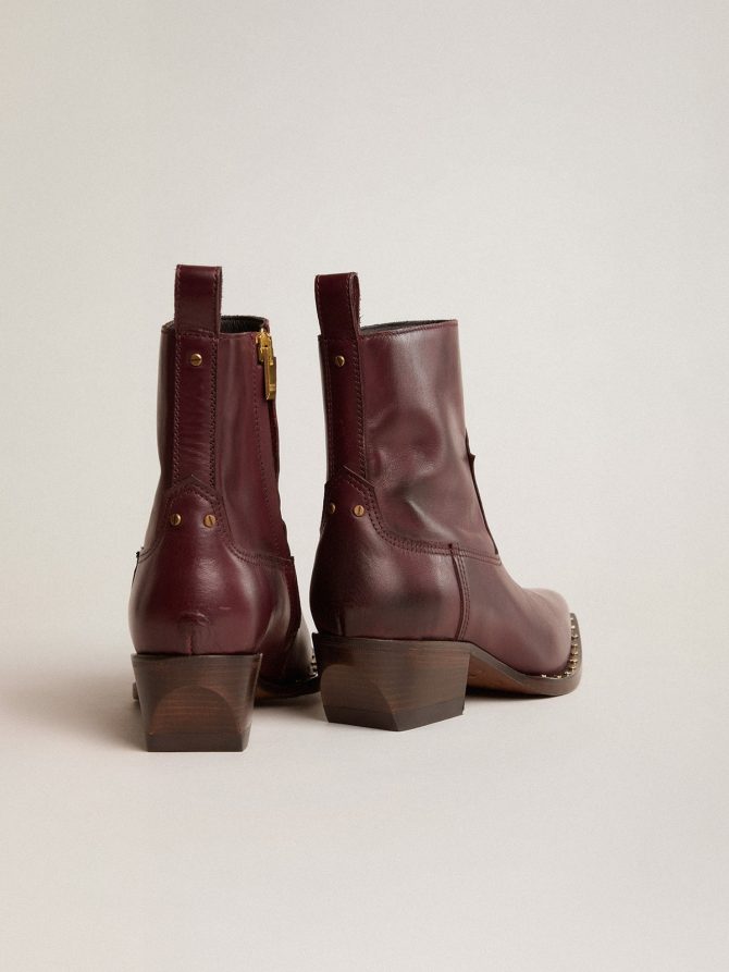 Womens’s low Debbie boots in burgundy leather - Image 5
