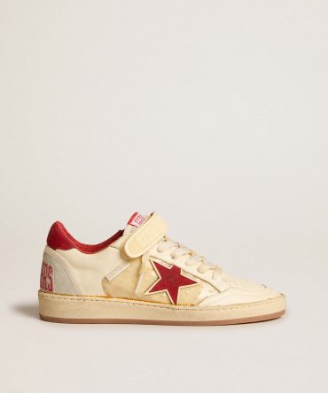 Women’s Ball Star LAB in cream-colored nappa with red suede star