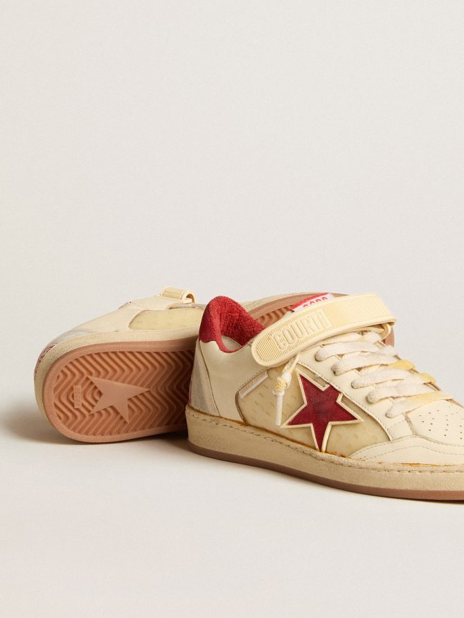 Women’s Ball Star LAB in cream-colored nappa with red suede star - Image 3