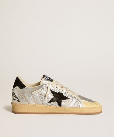 Ball Star LAB in silver leather with black suede star and heel tab