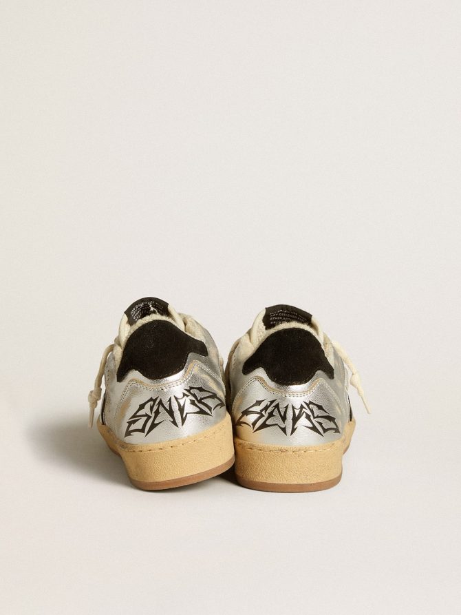 Ball Star LAB in silver leather with black suede star and heel tab - Image 4