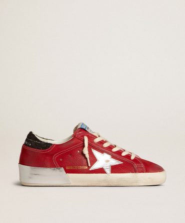 Women’s Super-Star LTD in red nubuck with leather star and glitter heel tab