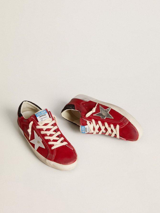 Women’s Super-Star LTD in red nubuck with leather star and glitter heel tab - Image 2