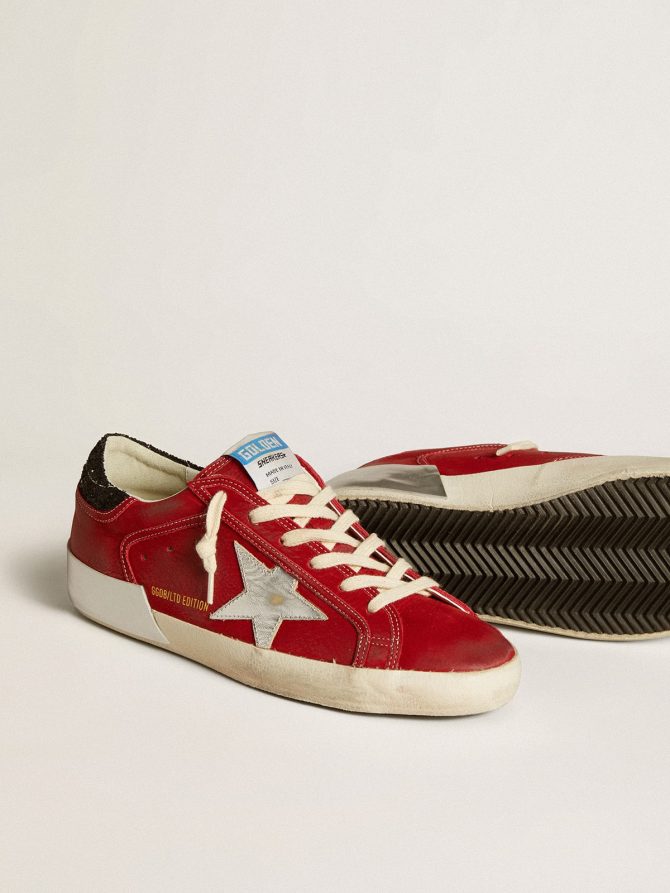 Women’s Super-Star LTD in red nubuck with leather star and glitter heel tab - Image 3