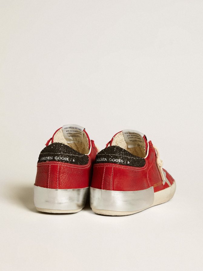 Women’s Super-Star LTD in red nubuck with leather star and glitter heel tab - Image 4