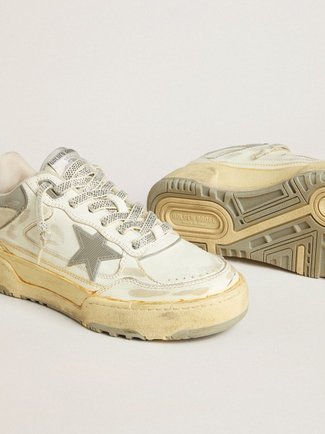 Women’s Forty2 in white leather with laces with Swarovski crystals and gray star - Image 4