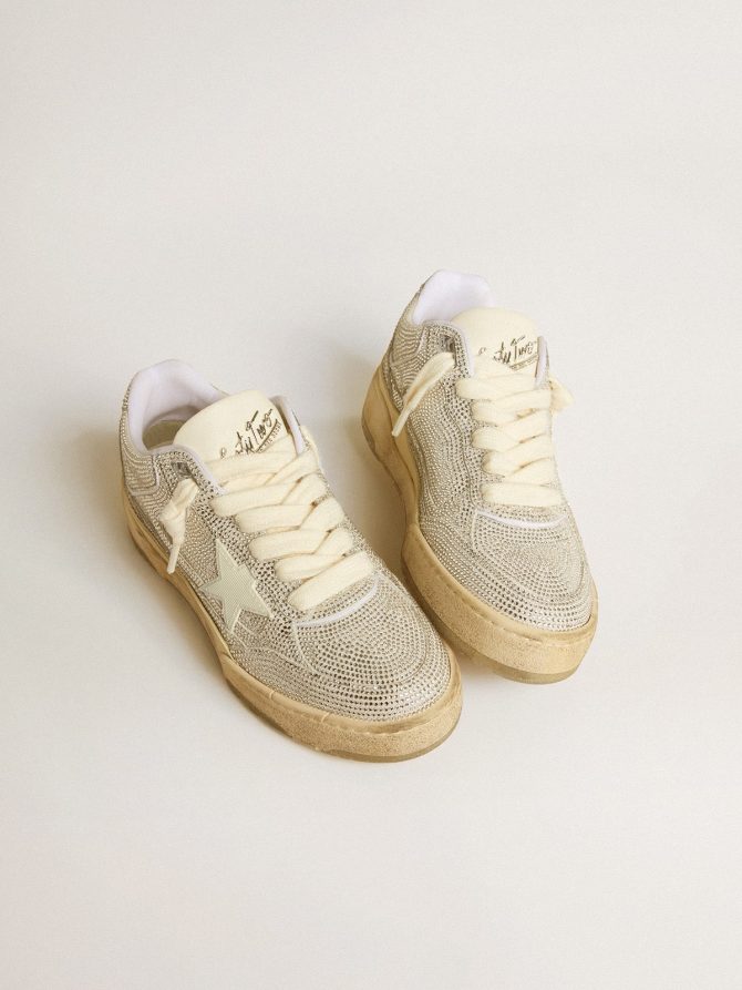Women’s Forty2 in white leather and Swarovski crystals with white star - Image 2