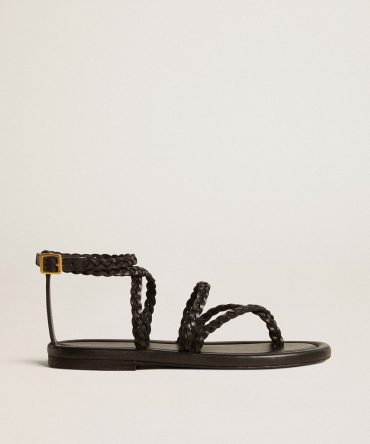 Penelope flat sandals in black leather