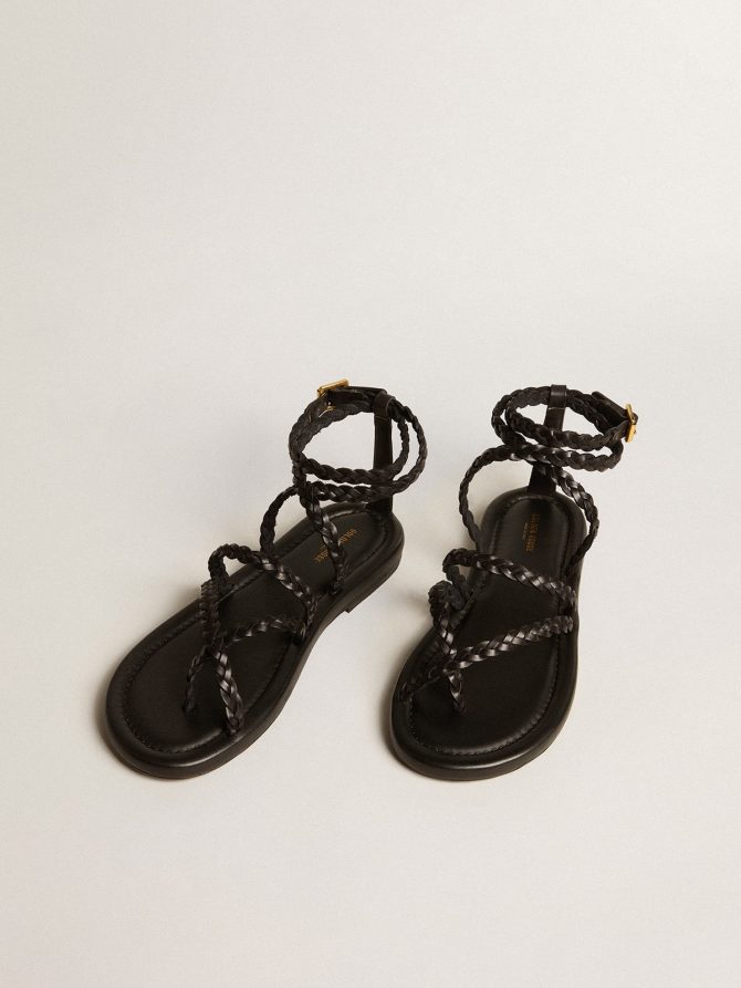 Penelope flat sandals in black leather - Image 2