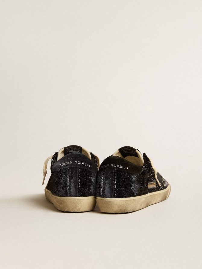 Women’s Super-Star in black velvet and suede with black suede star - Image 5