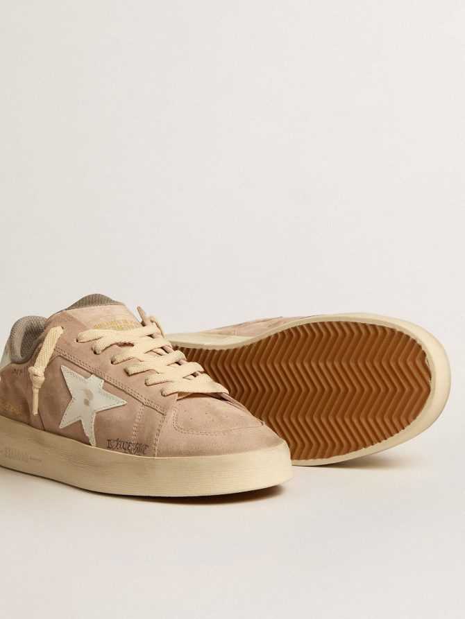 Stardan in old rose suede with white leather star and heel tab - Image 3