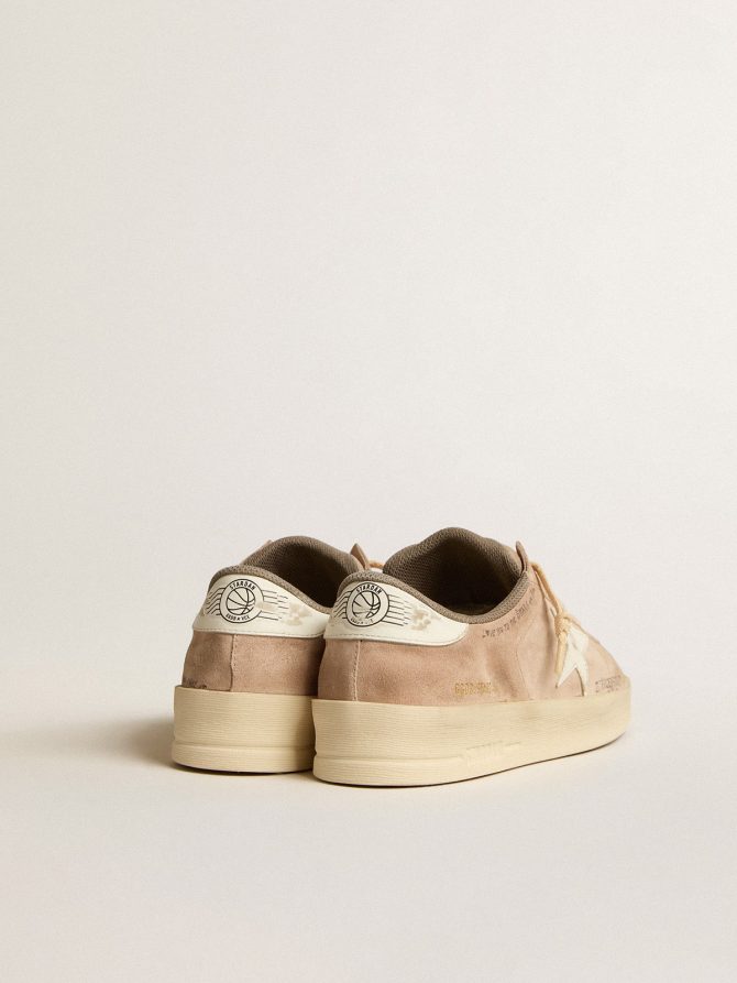 Stardan in old rose suede with white leather star and heel tab - Image 4