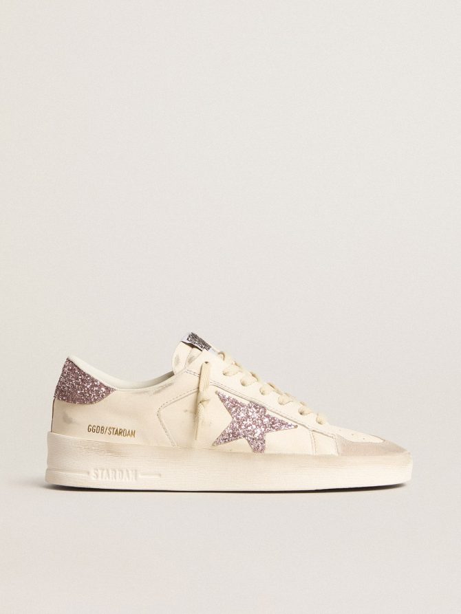 Women’s Stardan in nappa and suede with pink glitter star and heel tab