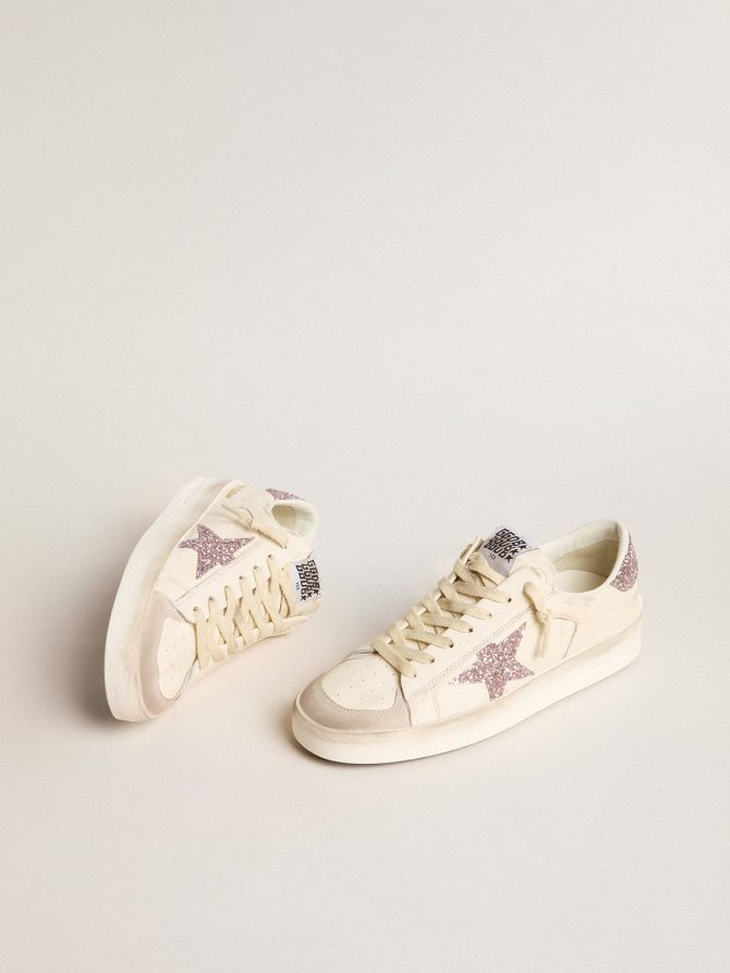 Women’s Stardan in nappa and suede with pink glitter star and heel tab - Image 2
