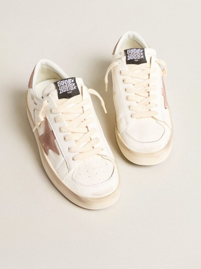 Stardan sneakers with pink textured leather star and heel tab - Image 2