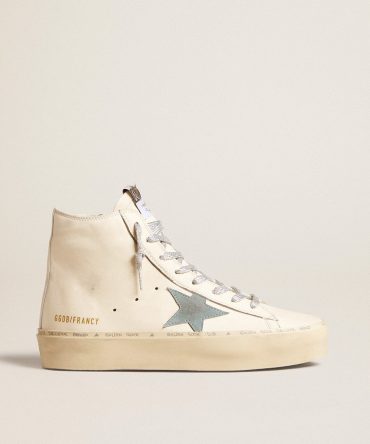 Francy Penstar in white nappa leather with powder-blue suede star