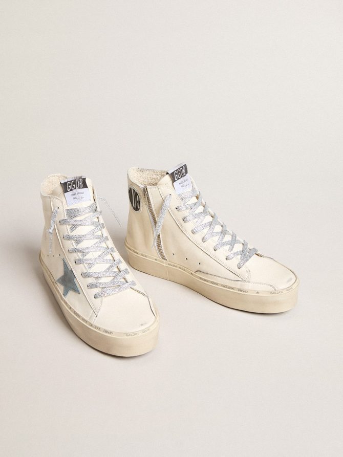 Francy Penstar in white nappa leather with powder-blue suede star - Image 2