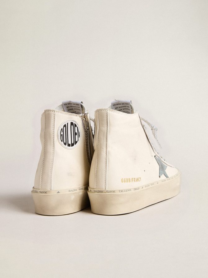Francy Penstar in white nappa leather with powder-blue suede star - Image 4