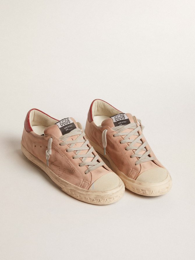Super-Star LTD in pink nubuck with perforated star and leather heel tab - Image 2