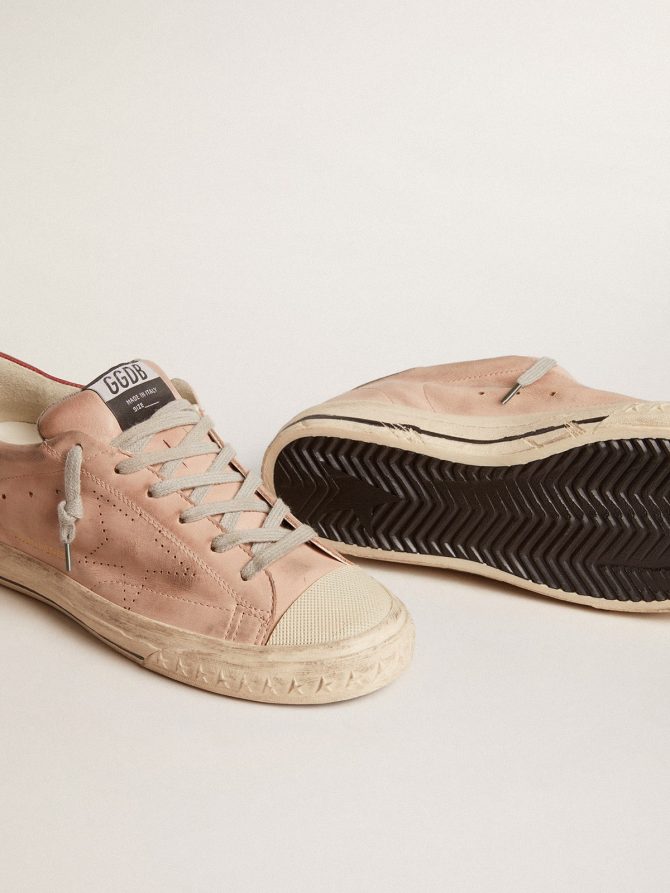 Super-Star LTD in pink nubuck with perforated star and leather heel tab - Image 3