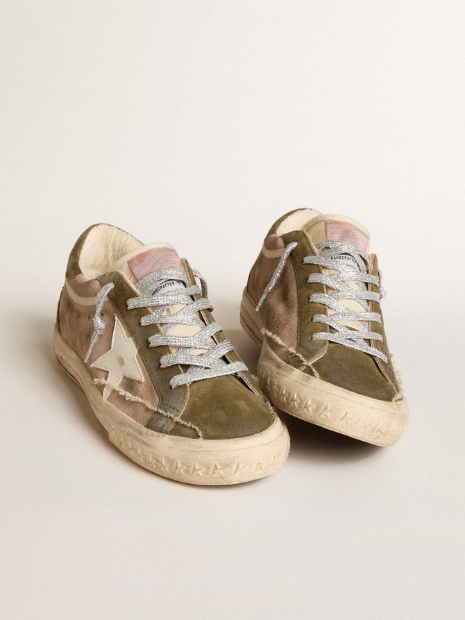 Super-Star LTD in dove-gray suede with leather star and suede heel tab - Image 2