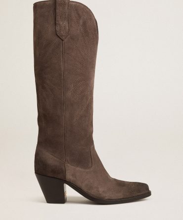 Wish Star boots in dark brown suede with tone-on-tone inlay star