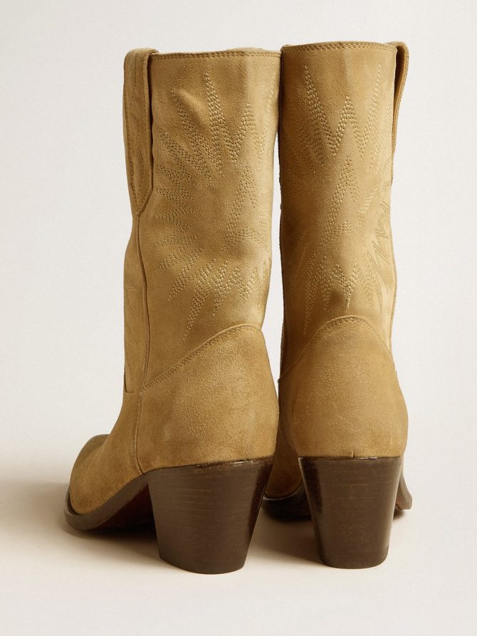 Wish Star low boots in sand-colored waxed suede with star embroidery - Image 5
