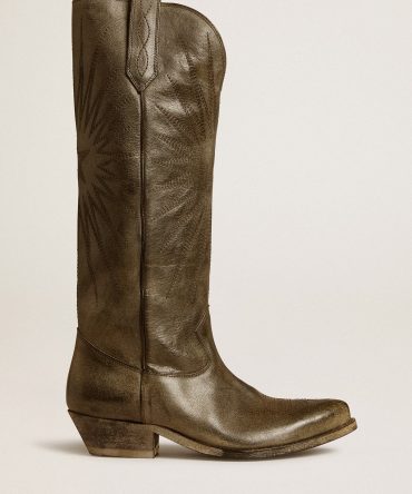 Women’s Wish Star boots in black leather with star embroidery
