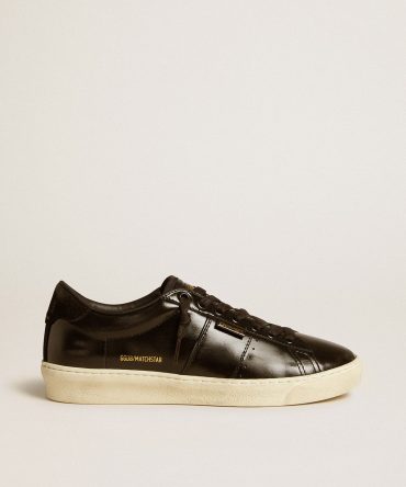 Women’s Matchstar in black leather with black suede heel tab