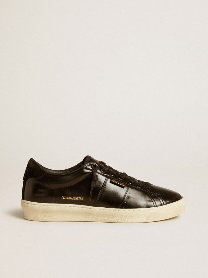 Women’s Matchstar in black leather with black suede heel tab