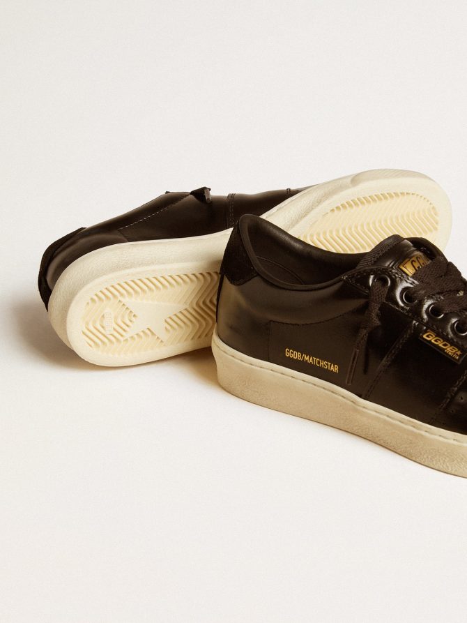 Women’s Matchstar in black leather with black suede heel tab - Image 3