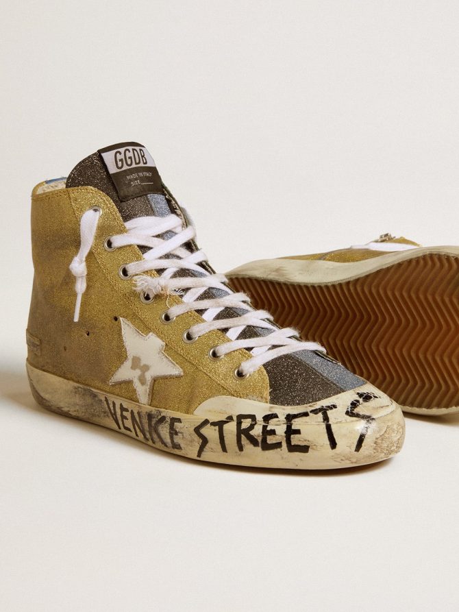 Women’s Francy LAB in golden glitter with white leather star - Image 3