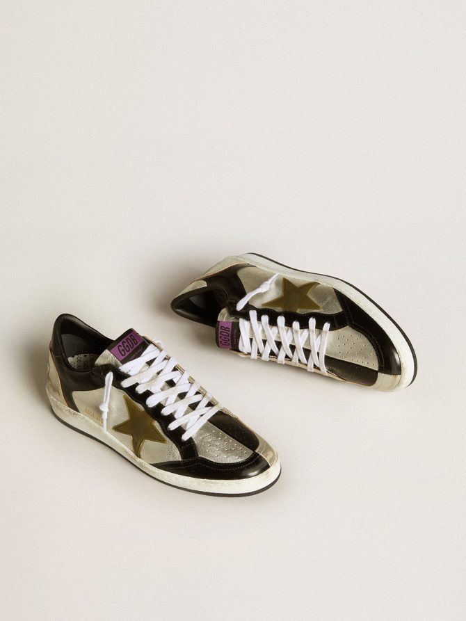 Women’s Ball Star LAB in silver leather with brown leather star and black heel tab - Image 2