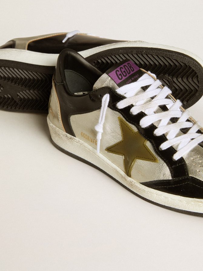Women’s Ball Star LAB in silver leather with brown leather star and black heel tab - Image 3