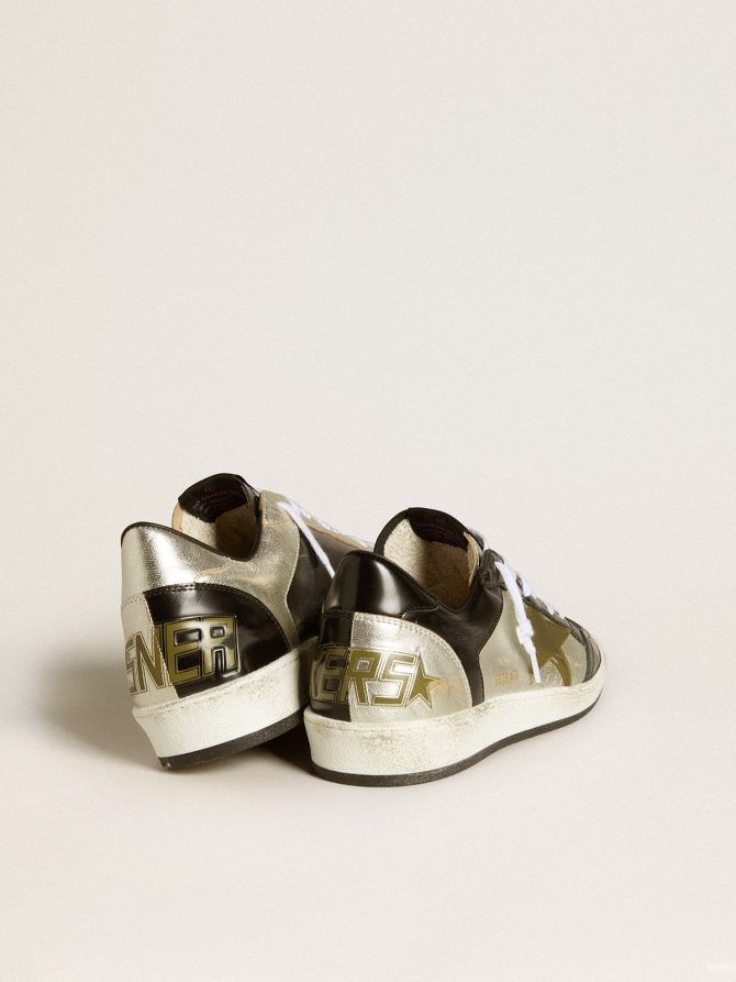 Women’s Ball Star LAB in silver leather with brown leather star and black heel tab - Image 4
