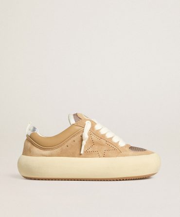 Women’s Space-Star Cube in tobacco suede with perforated star