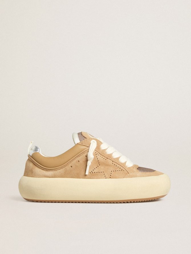 Women’s Space-Star Cube in tobacco suede with perforated star