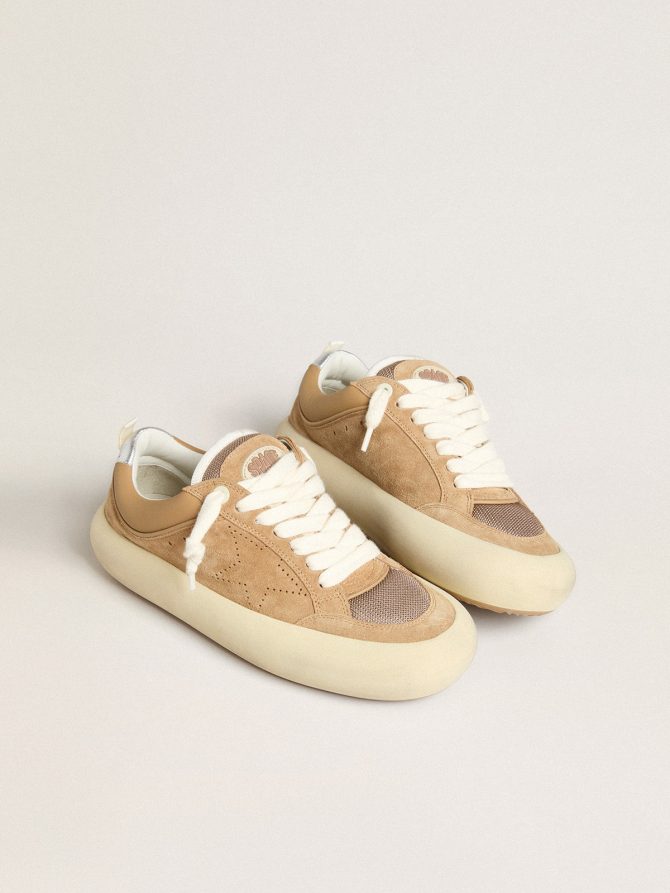 Women’s Space-Star Cube in tobacco suede with perforated star - Image 2