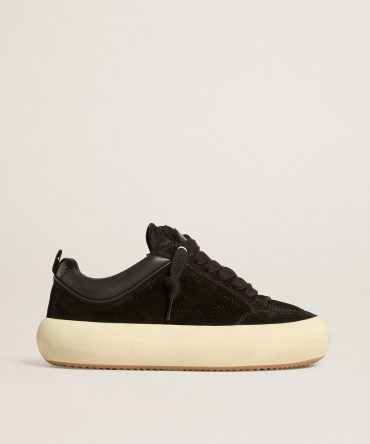 Women’s Space-Star Cube in black suede with perforated star