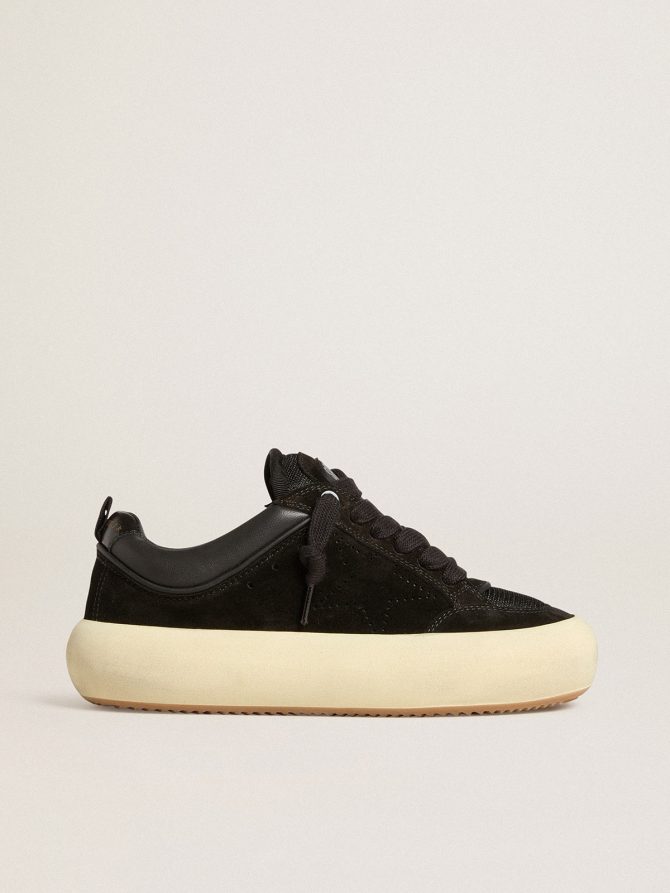 Women’s Space-Star Cube in black suede with perforated star