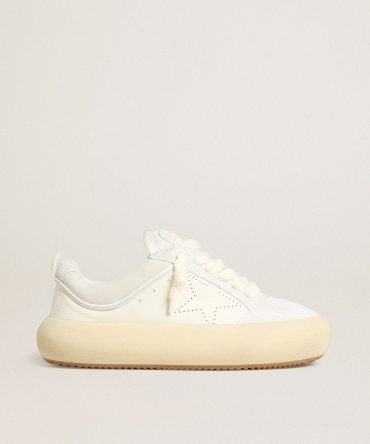 Women’s Space-Star Cube in white leather with perforated star
