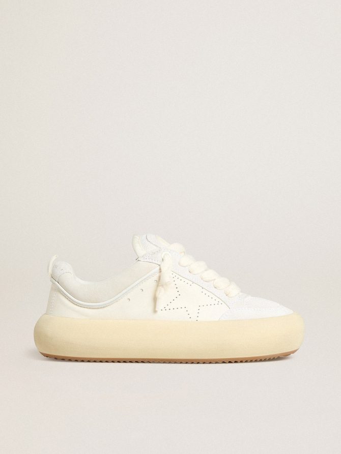 Women’s Space-Star Cube in white leather with perforated star