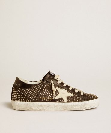 Women’s Super-Star in studded black nappa with white leather star