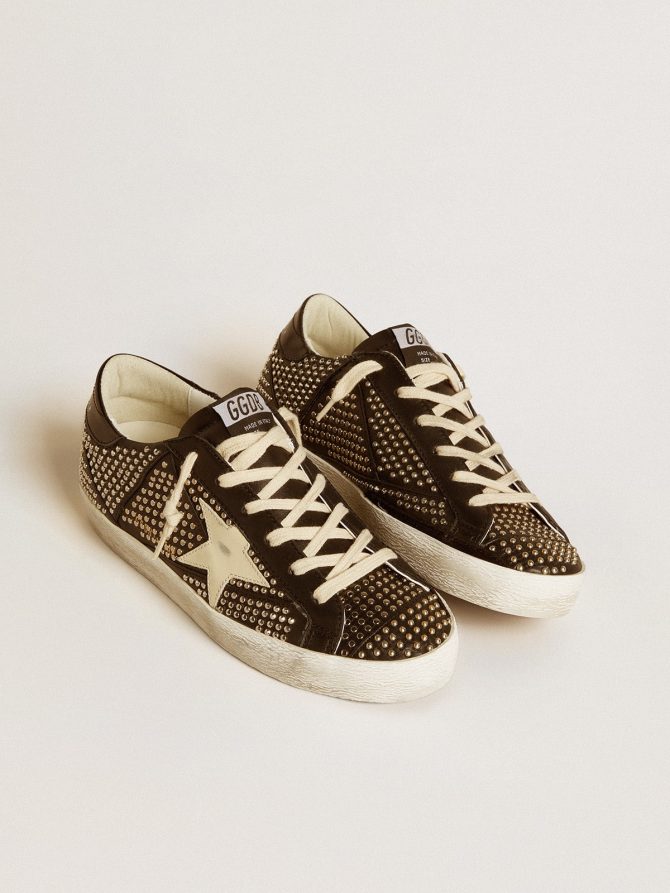 Women’s Super-Star in studded black nappa with white leather star - Image 2
