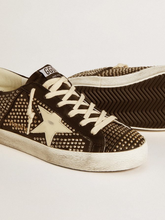 Women’s Super-Star in studded black nappa with white leather star - Image 4