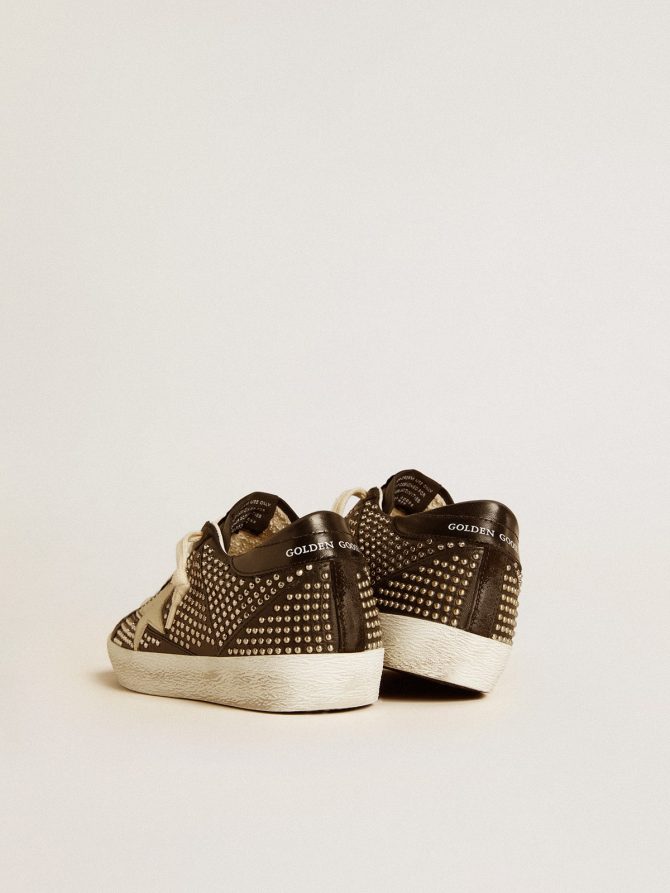 Women’s Super-Star in studded black nappa with white leather star - Image 5