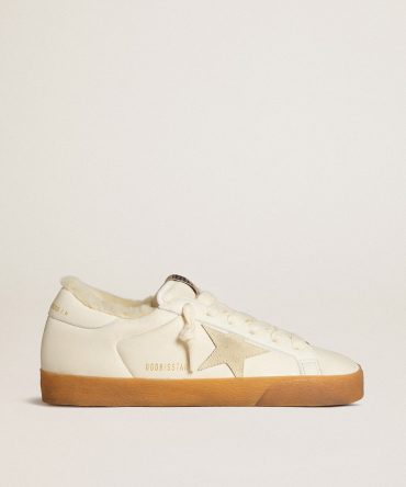 Super-Star in white nappa with suede star and shearling lining
