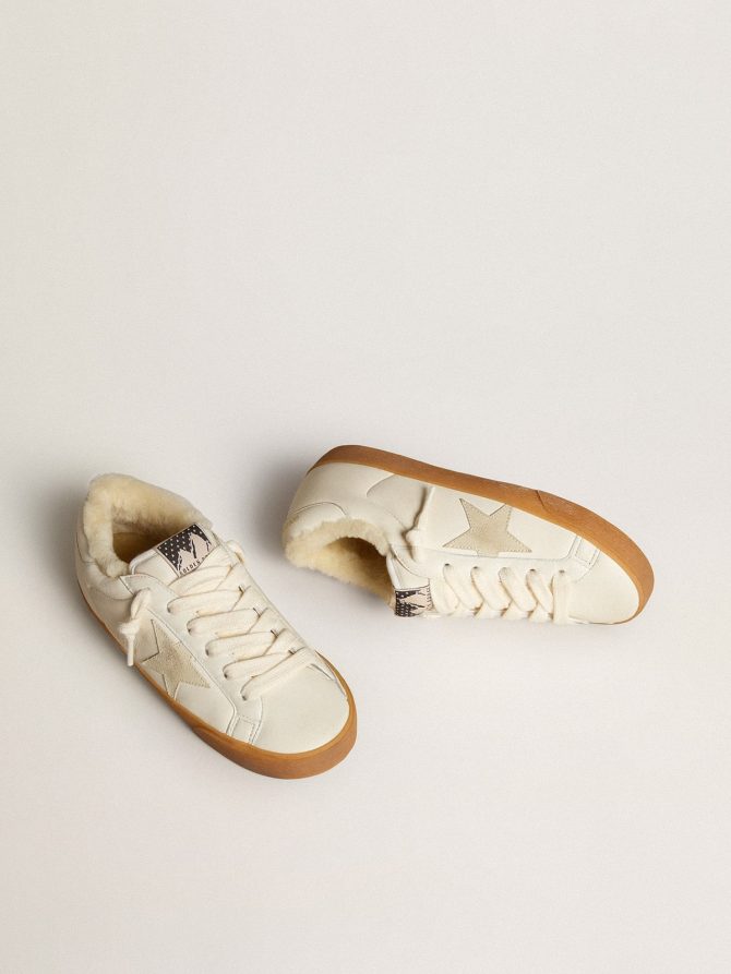 Super-Star in white nappa with suede star and shearling lining - Image 2